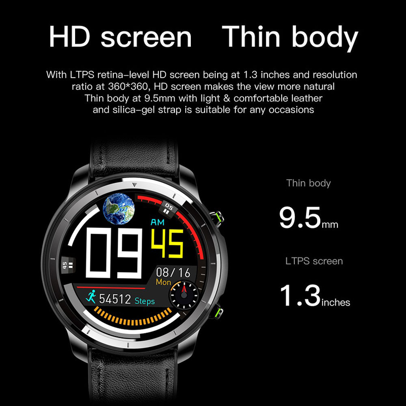 1.3-inch Bluetooth Smartwatch, 4.2 Waterproof, Multi-Sports Mode, Fitness, Black