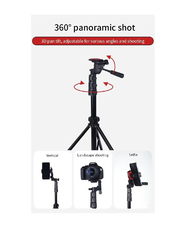 Jmary Multi-functional Adjustable Portable Camera Tripod Cell Phone Holder Floor Stand for Live Streaming, Black