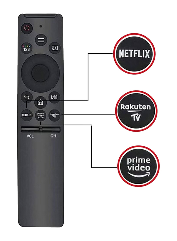 Ics Replacement Universal Remote Control for All Samsung Smart TV LCD LED UHD QLED 4K HDR TVs with Netflix and Prime Video, Black