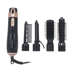 4-In-1 Hair Dryer Styler and Volumizer Hair Curler Straightener Blow Dryer Brush Rotating Blow Dryer Comb, Black