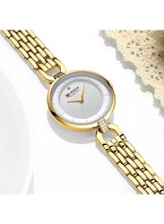 Curren Analog Wrist Watch for Women with Stainless Steel Band, Water Resistant, J4169GW-KM, Gold-White