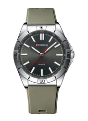 Curren 2023 Analog Watch for Men with Silicone Band, Water Resistant, Grey