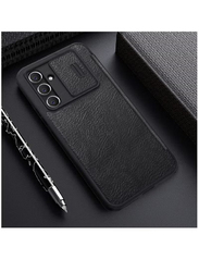 Nillkin Samsung Galaxy A34 5g Qin Leather Mobile Phone Case Cover with Slide Camera Protection, Black