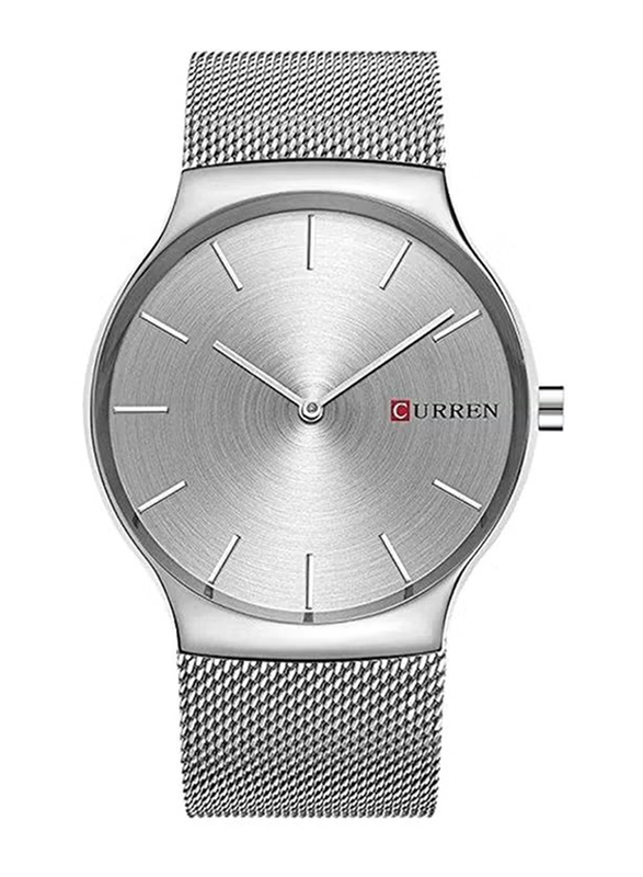 Curren Analog Watch for Men with Stainless Steel Band, Water Resistant, 8256, Silver