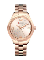 Curren Analog Watch for Women with Stainless Steel Band, Water Resistant, WT-CU-9009-RGO#D1, Rose Gold