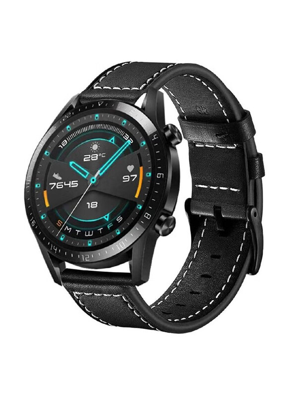 

Generic Genuine Leather Replacement Band for Huawei Watch GT2 Pro/GT2e/GT2 46mm/GT Active/ Huawei Watch GT, Black