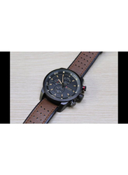 Curren Analog Watch for Men with Leather Band, Chronograph, 8250, Brown-Black