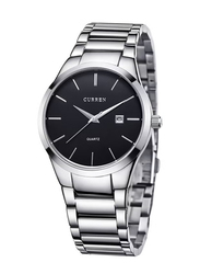 Curren Analog Watch for Men with Stainless Steel Band, Water Resistant, 8106GH, Silver-Black