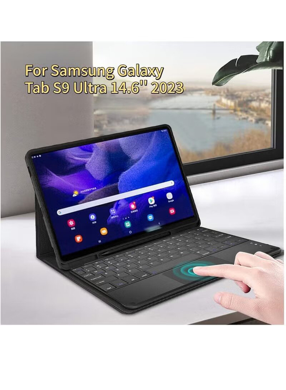 Dux Ducis Samsung Galaxy Tab S9 Ultra 14.6 inch 2023 Wireless Bluetooth Keyboard Ultra Slim Tablet Case Cover, Black