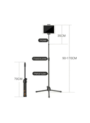 The Mohrim Adjustable Phone Tripod Floor Stand with Flexible Gooseneck, Black