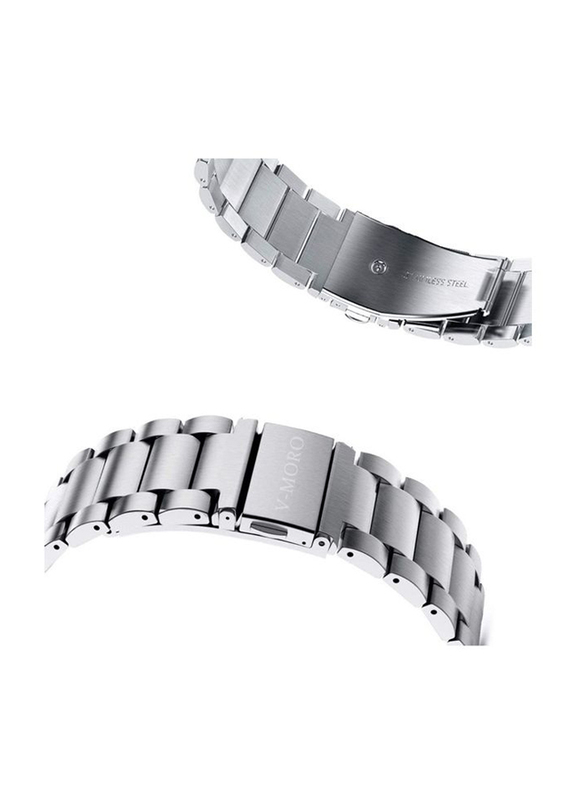 Classic Stainless Steel Strap Smartwatch Band for Samsung 44mm/Huawei GT2/Gear 3/Honor Magic 2, Silver
