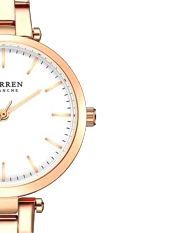 Curren Analog Watch for Women with Stainless Steel Band, Water Resistant, 9054, Rose Gold-White