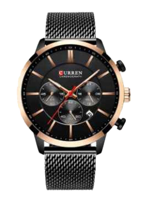 Curren Analog Watch for Men with Alloy Band, Water Resistant and Chronograph, 8340, Black