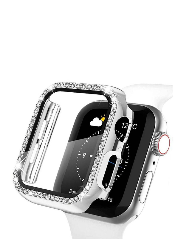 Diamond Guard Shockproof Frame Watch Cover for Apple Watch 41mm, Silver