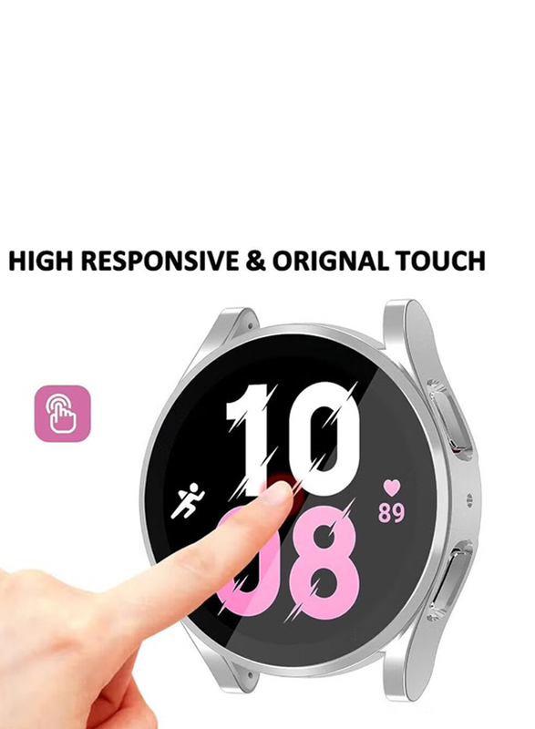 Zoomee Protective Ultra Thin Soft TPU Shockproof Case Cover for Samsung Galaxy Watch 4 44mm, Silver