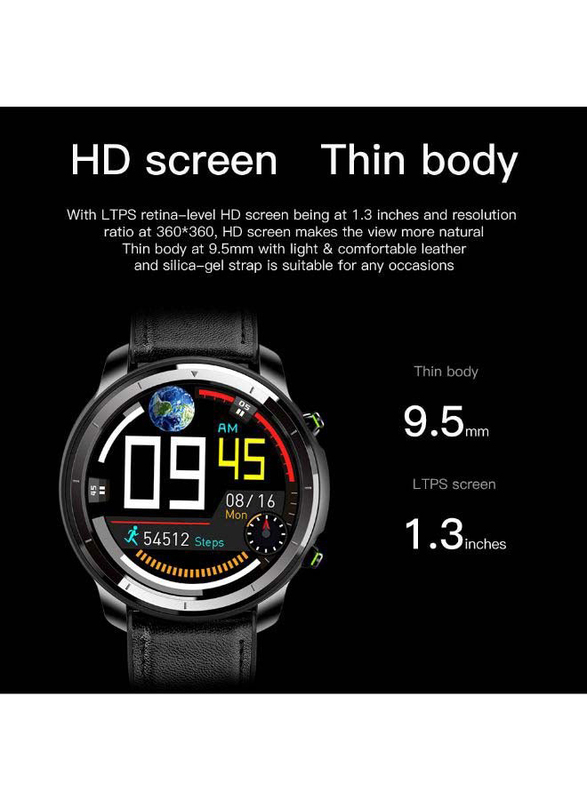 1.3 Inch Waterproof Smartwatch, Black