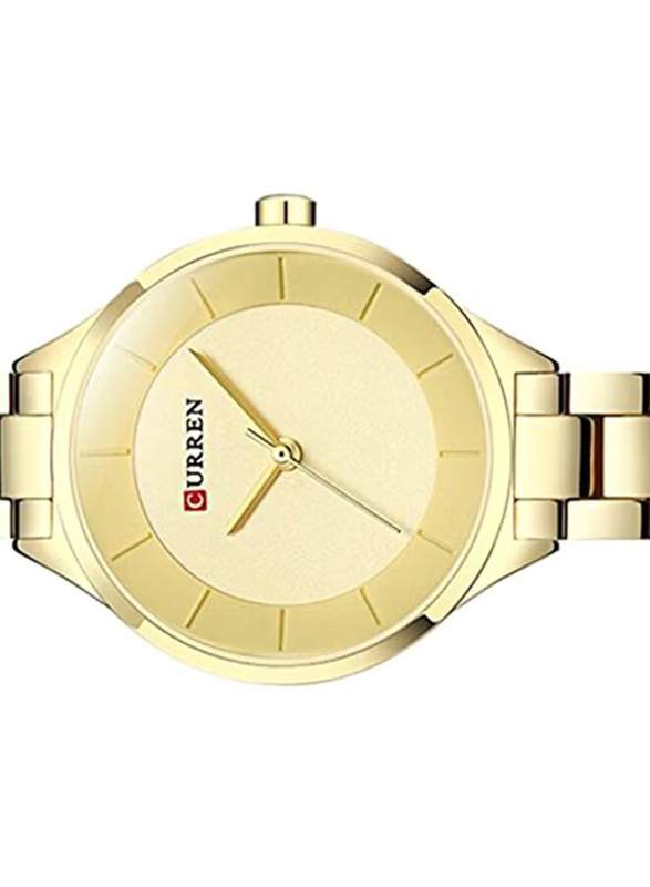 Curren Analog Watch for Women with Stainless Steel Band, Water Resistant, WT-CU-9015-GO#D2, Gold