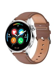 Full Touch Screen Round Smartwatch With Heart Rate Monitor, Brown