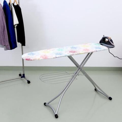 Royalford Adjustable Height Contemporary Lightweight Iron Board with Steam Iron Rest & Cotton Pad, Multicolour