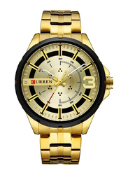 Curren Analog Watch for Men with Stainless Steel Band, Water Resistant, 8333, Gold