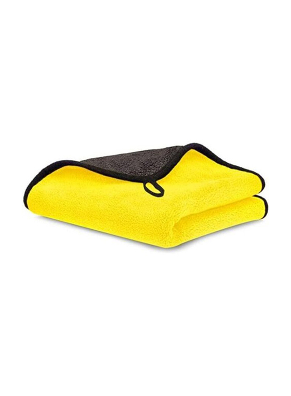 Large Ultrasoft Thick and Quick Drying Microfiber Car Cleaning Towel, Yellow/Grey