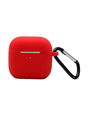 Protective Case Skin Cover with Keychain and Lock for Apple AirPods 3, Red