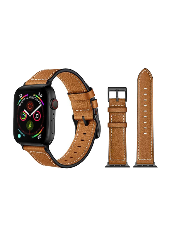 Perfii Replacement Band for Apple Watch Series 5/4/3/2/1 44/42 mm, Camel Brown