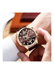 Curren Analog Watch for Men with Stainless Steel Band, Water Resistant, J4338BR-KM, Brown