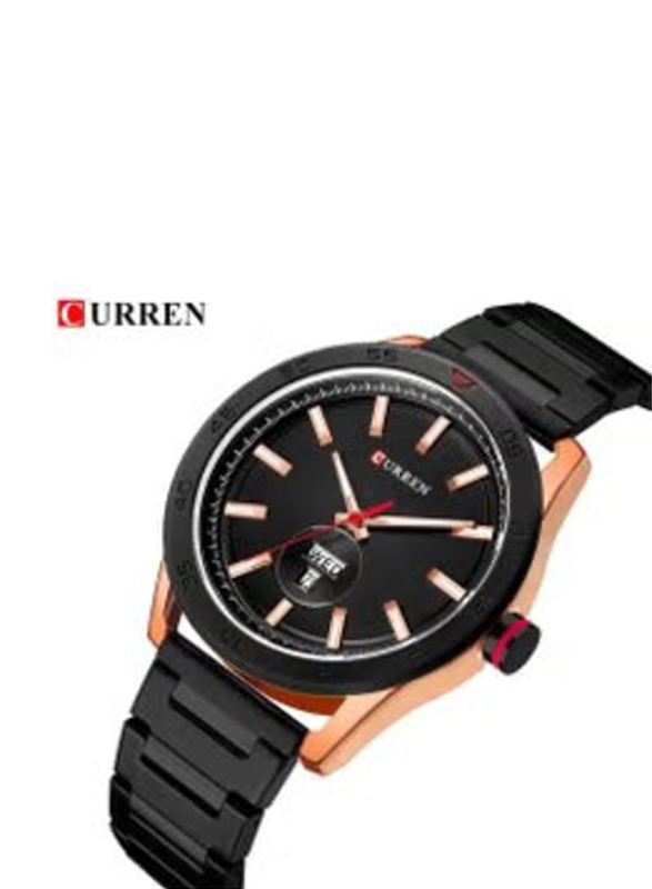 Curren Analog Watch for Men with Stainless Steel Band, Water Resistant, 8331, Black