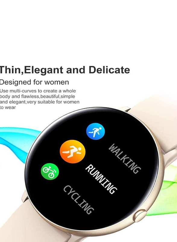 Full Touch Screen Round Smartwatch With All Motion Tracker, Beige