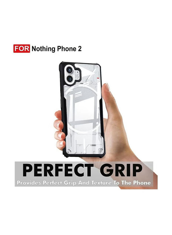 Olliwon Nothing Phone 2 Protective Anti-Scratch Shock Absorption Clear Acrylic Back Mobile Phone Case Cover, Black