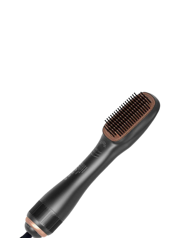 2-in-1 Professional Hair Dryer Brush Negative Ion Blow Dryer Straightening Brush Hot Air Styling Comb, Black