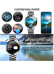 Stainless Steel Fitness Smartwatch with IP67 Waterproof, Activity Tracker, Heart Rate/Sleep Monitor & Pedometer for Android iOS, Silver