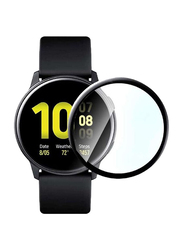 2-Piece 5D Full Curved Tempered Glass Screen Protector for Samsung Watch Active 2 44mm, Clear/Black