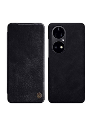 Nillkin Huawei P50 Pro Qin Series Classic Flip Leather Protective Mobile Phone Case Cover, Black