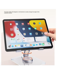 Gennext Universal Supports Adjustable Foldable Acrylic iPad Tablet Phone Holder Stand with 360 Rotating Base and Multi-Angles, Clear