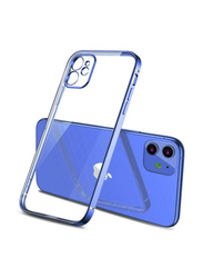 Apple iPhone 11 Luxury Square Electroplated Blue Border Mobile Phone Back Case Cover, Clear/Blue