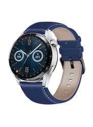 Replacement Genuine Leather Strap for Huawei Watch GT3, Blue