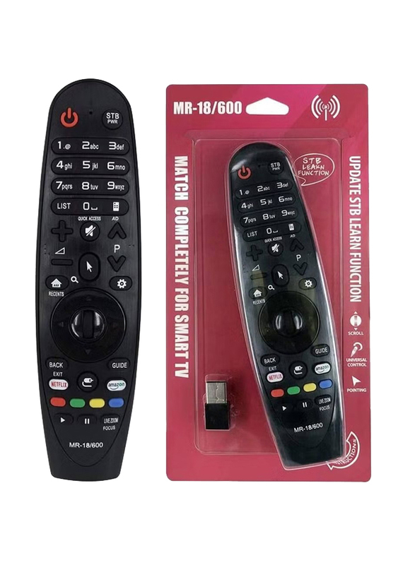 Ics MR-18/600 Replacement Magic TV Remote Control for LG Televisions Smart TVs Netflix and Prime Hot Button, Black