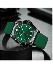 Curren 2023 Analog Watch for Men with Silicone Band, Water Resistant, Green