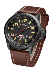 Curren Analog Stylish Watch for Men with Leather Band, Water Resistant, 8240, Brown-Black