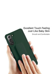 Samsung Galaxy S21 FE 5G Premium Silicone Mobile Phone Back Case Cover with Car Mount Kickstand & Holder, Green