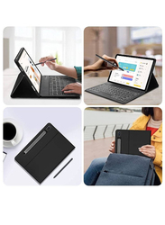 Protective Leather Smart Wireless Bluetooth Detachable Waterproof Magnetic Folio Stand Tablet Keyboard Case for Samsung Galaxy Tab S8/S7 11 inch SM-X700/X706/T870/T875/T878, Black