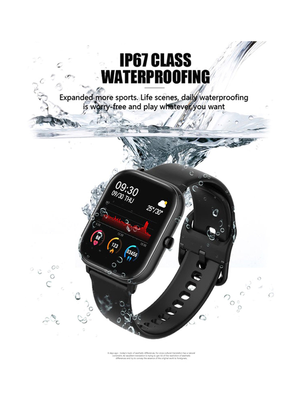 P20 1.4-inch Full Touch Screen Waterproof Multi-Function Smartwatch, for iOS/Android Phones, Black