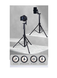 Jmary Multi-functional Adjustable Portable Camera Tripod Cell Phone Holder Floor Stand For Live Streaming, KP-2206, Black