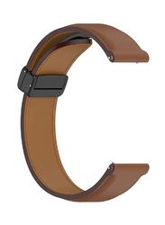 Perfii Genuine Cow Leather Watch Strap 22mm Folding Buckle Wristband for Samsung Galaxy Watch 3 45mm/Galaxy Watch 46mm R800, Brown