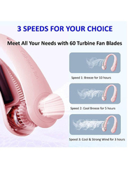 Portable USB Rechargeable Hands Free Bladeless 360° Cooling Headphone Design Neck Fan with 3 Wind Speed for Outdoor & Indoor, Pink