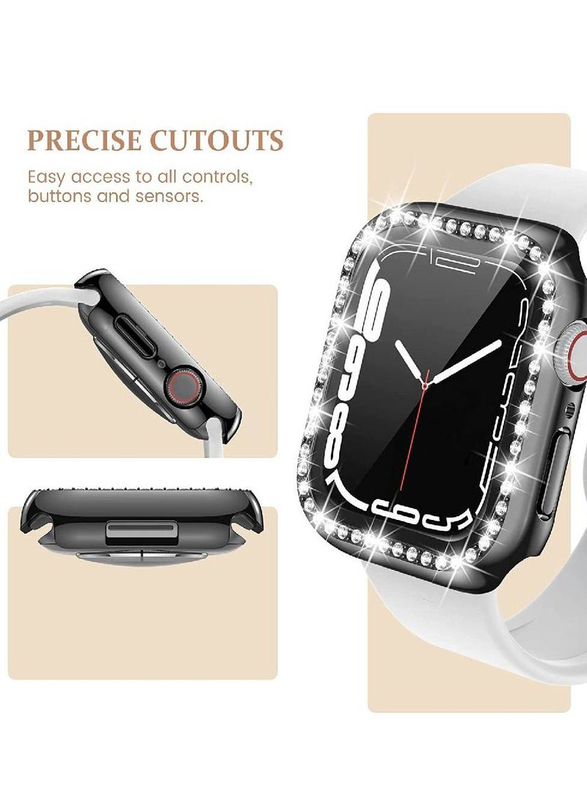 Diamond Apple Watch Cover Guard Shockproof Frame for Apple Watch 42/44mm, 2 Pieces, Clear/Black