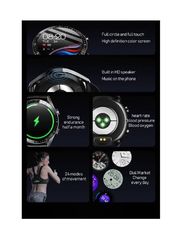 46mm Sports & Business Smartwatch with IP67 Waterproof Pedometer for Android iOS, Black