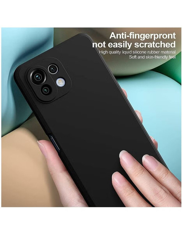 Xiaomi Mi 11 Lite NE 5G/Mi 11 Lite Protective Shockproof Soft Liquid Silicone Mobile Phone Case Cover, Black